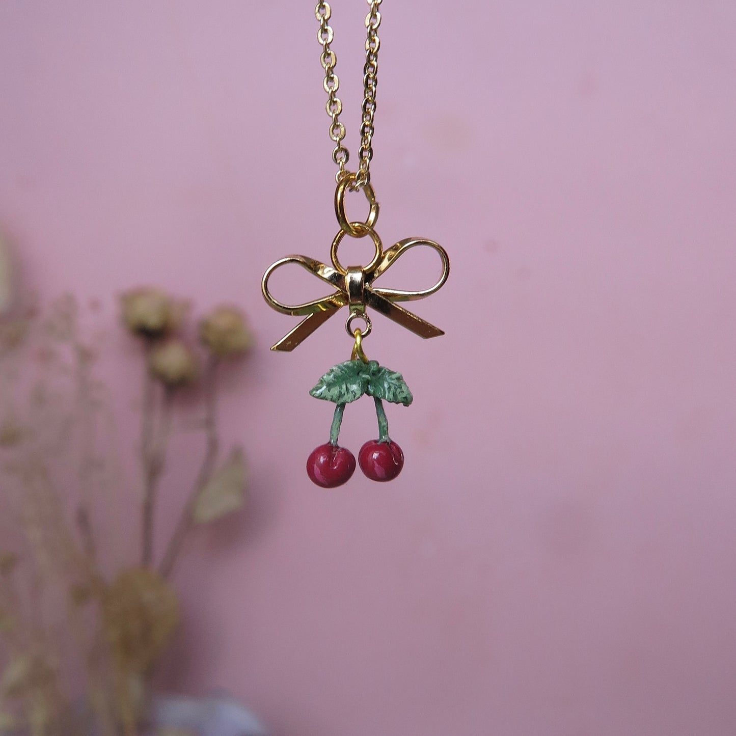 Cherry Bow Necklace