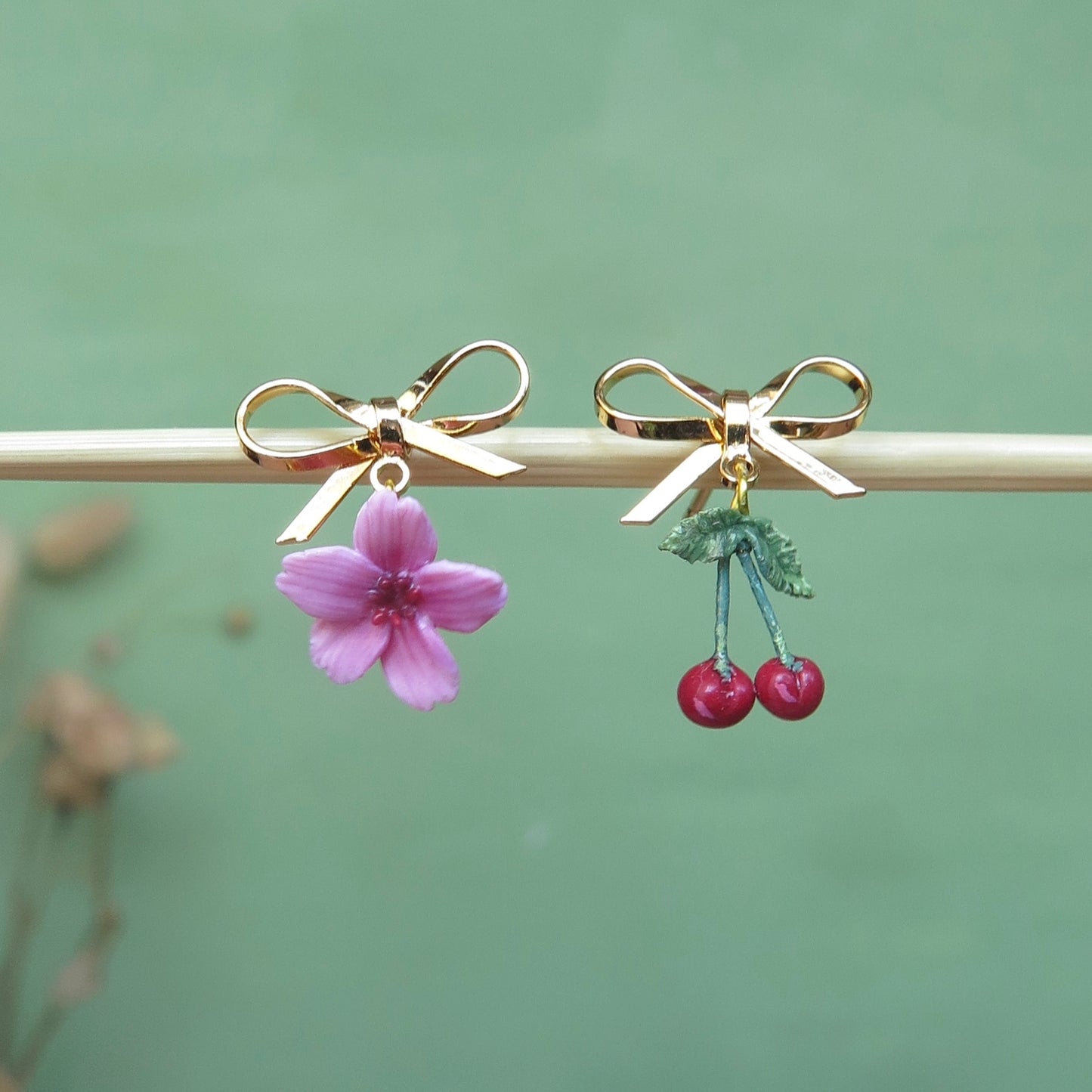 Cherry Bow Studs