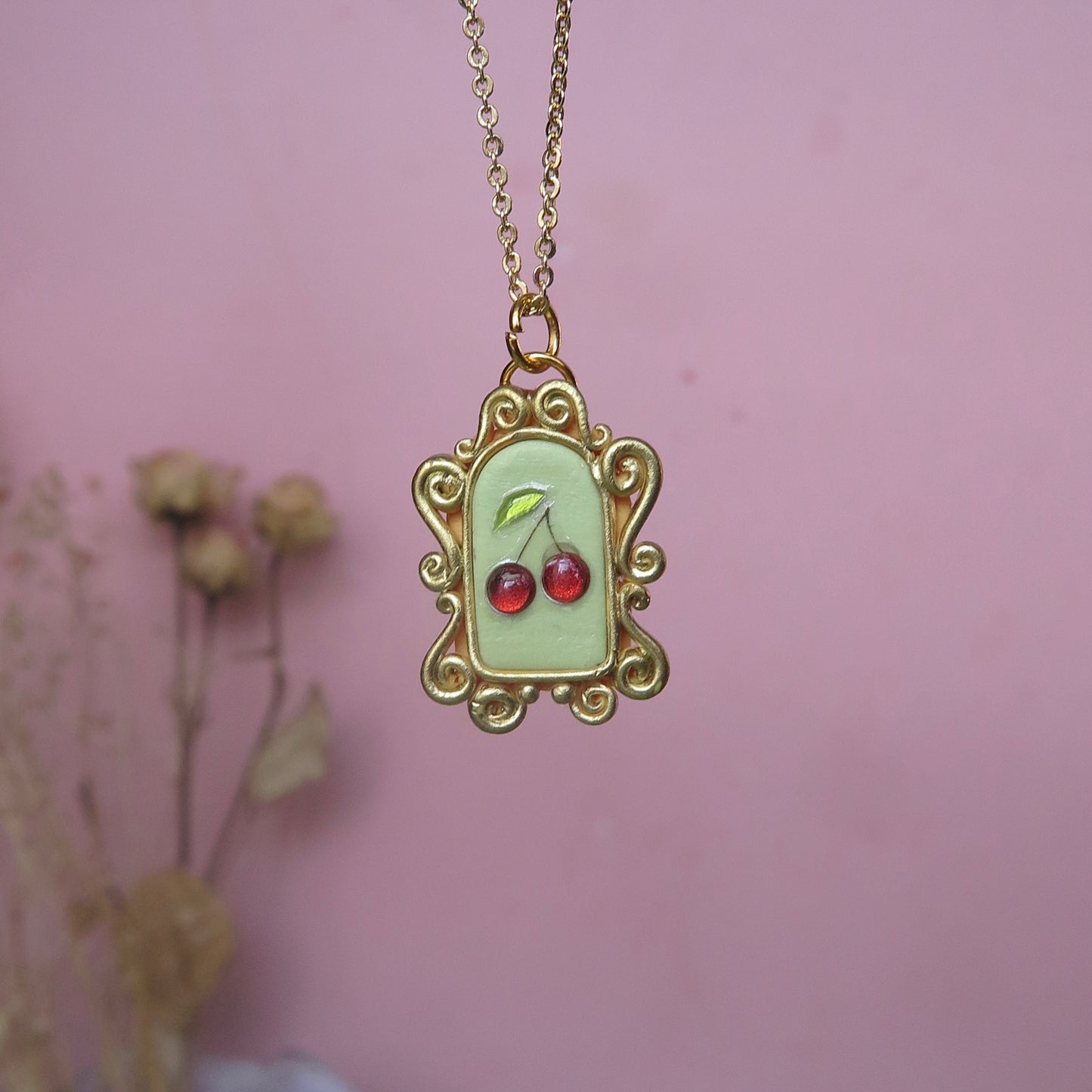 Green Cherry Necklace