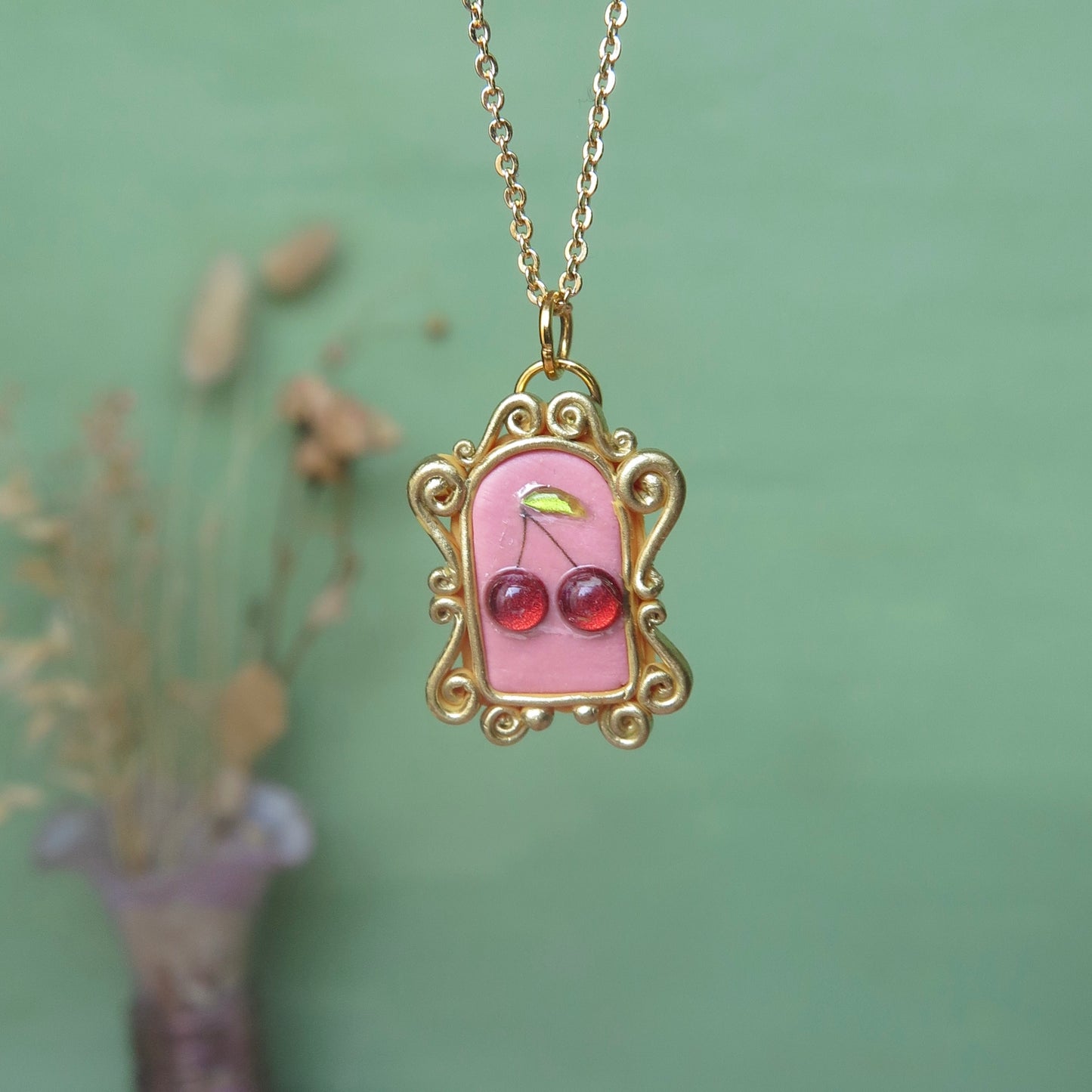 Pink Cherry Necklace
