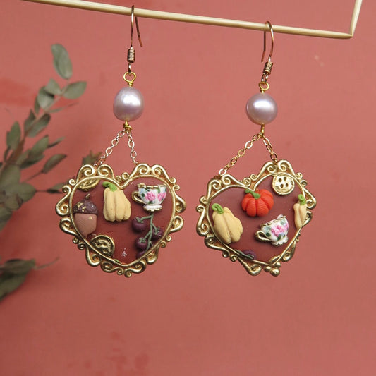 Heart Pearl Statement Earrings