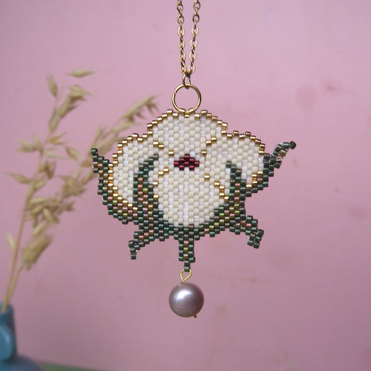 Beaded Cotton Statement Pendant