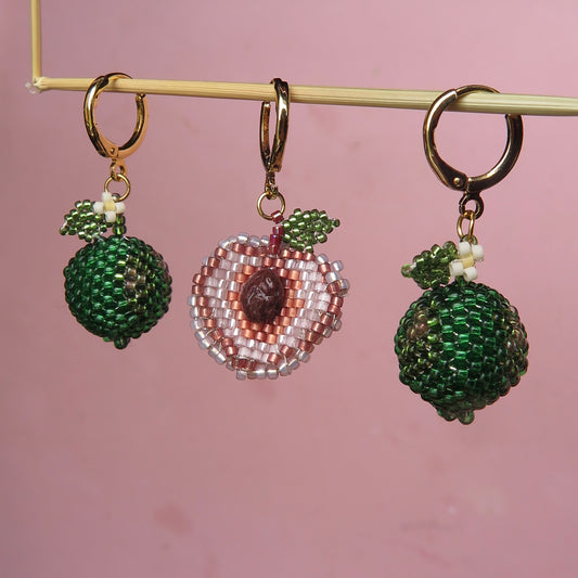 Beaded Peach and lime Huggies