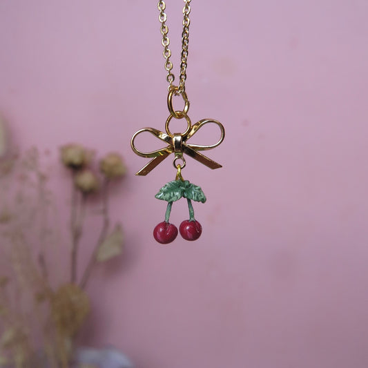 Cherry Bow Necklace