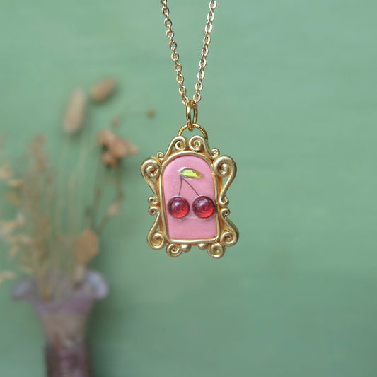 Pink Cherry Necklace
