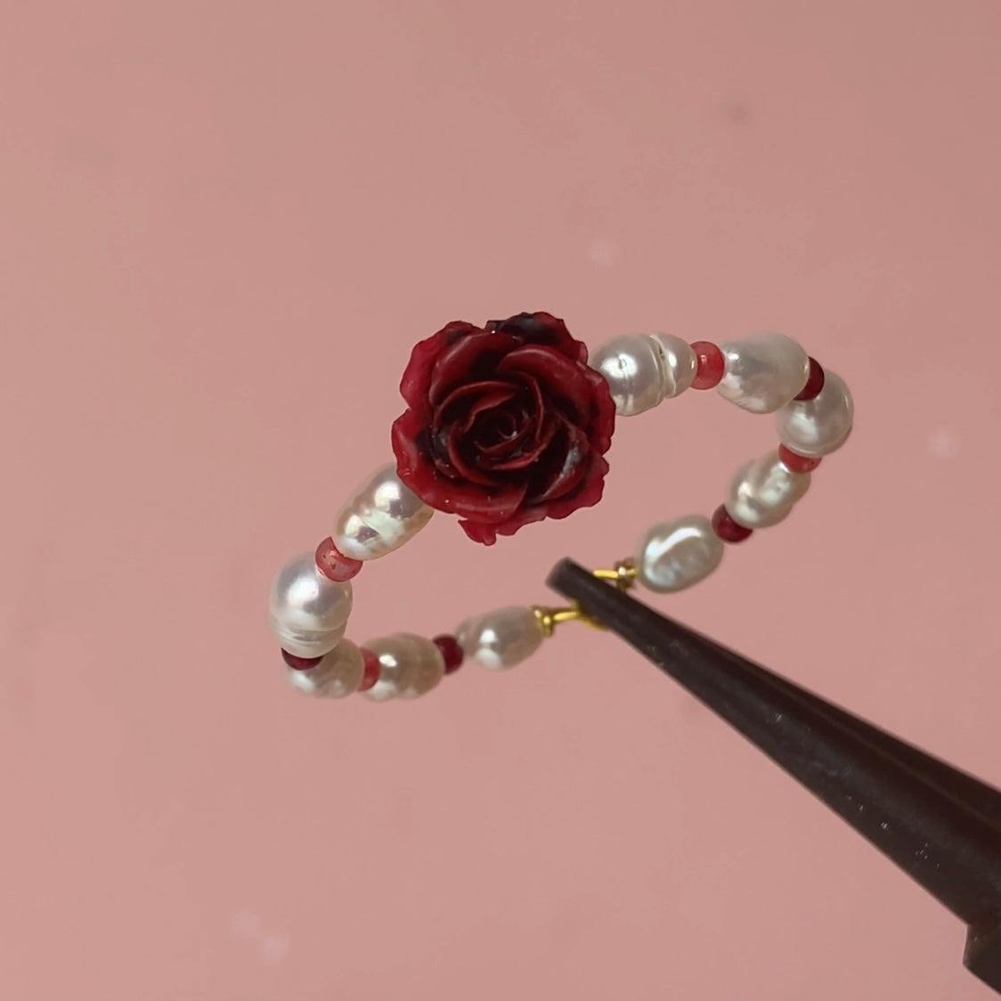 Red Rose Pearl Ring